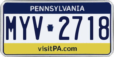 PA license plate MYV2718