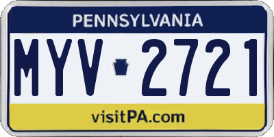PA license plate MYV2721