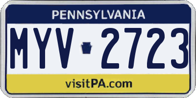 PA license plate MYV2723