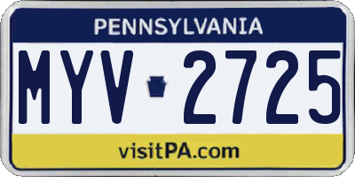 PA license plate MYV2725