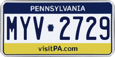PA license plate MYV2729
