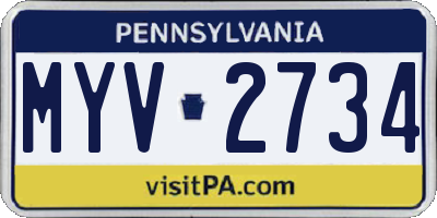 PA license plate MYV2734