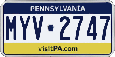 PA license plate MYV2747