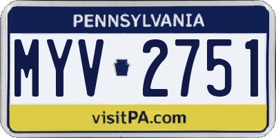 PA license plate MYV2751