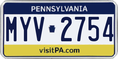 PA license plate MYV2754