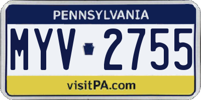 PA license plate MYV2755