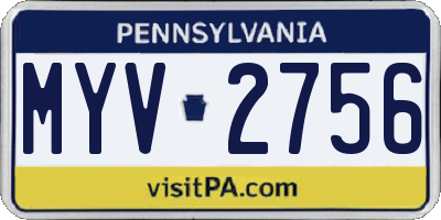 PA license plate MYV2756