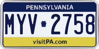 PA license plate MYV2758