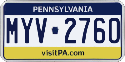 PA license plate MYV2760