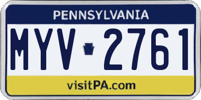 PA license plate MYV2761