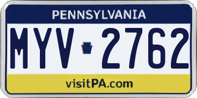 PA license plate MYV2762