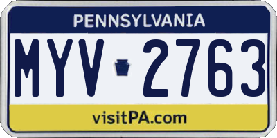 PA license plate MYV2763