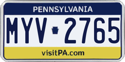 PA license plate MYV2765
