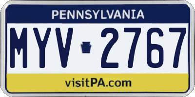 PA license plate MYV2767