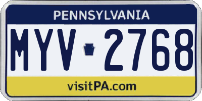 PA license plate MYV2768