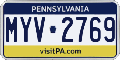 PA license plate MYV2769