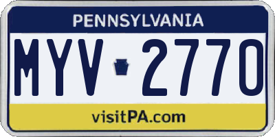 PA license plate MYV2770