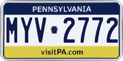 PA license plate MYV2772