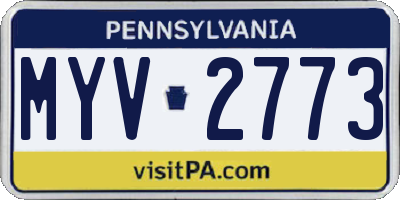 PA license plate MYV2773