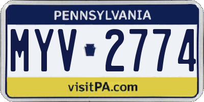 PA license plate MYV2774