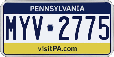 PA license plate MYV2775
