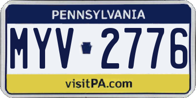 PA license plate MYV2776