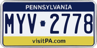 PA license plate MYV2778