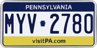 PA license plate MYV2780