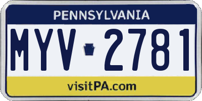 PA license plate MYV2781