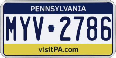 PA license plate MYV2786