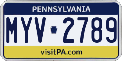 PA license plate MYV2789