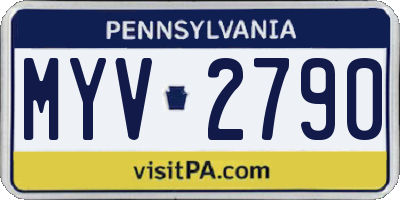 PA license plate MYV2790