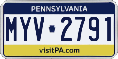 PA license plate MYV2791