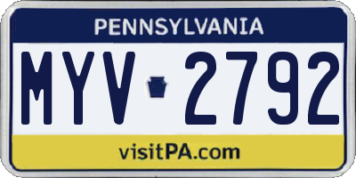 PA license plate MYV2792