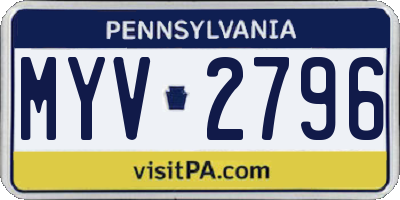PA license plate MYV2796