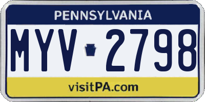 PA license plate MYV2798