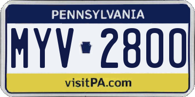 PA license plate MYV2800