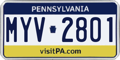 PA license plate MYV2801