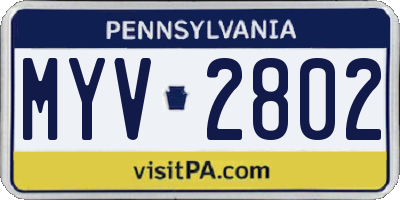 PA license plate MYV2802