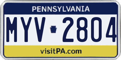 PA license plate MYV2804