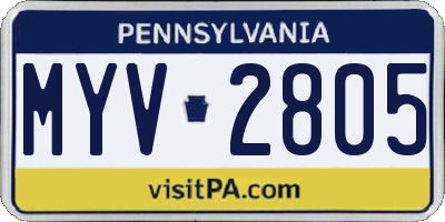 PA license plate MYV2805