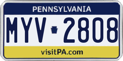 PA license plate MYV2808