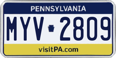 PA license plate MYV2809