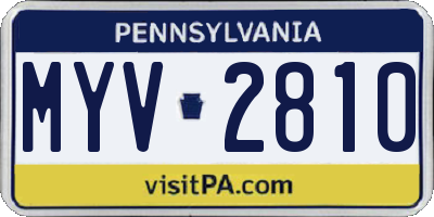 PA license plate MYV2810