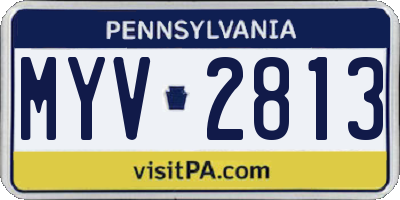 PA license plate MYV2813