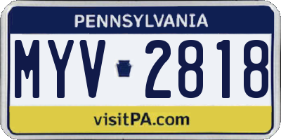 PA license plate MYV2818
