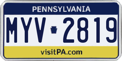 PA license plate MYV2819