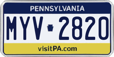 PA license plate MYV2820