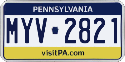 PA license plate MYV2821