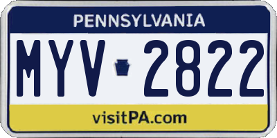 PA license plate MYV2822